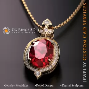 Pendentif Rubis - Joaillerie 3D CAO