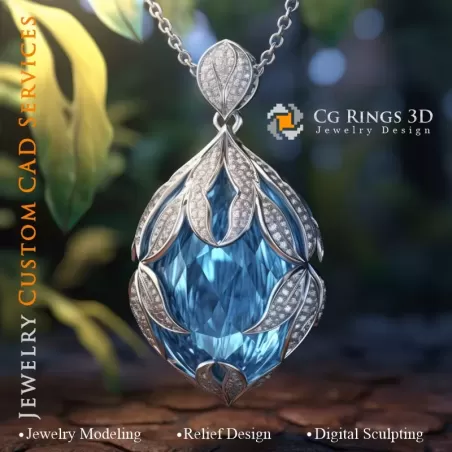 Pendant with Aquamarine - 3D CAD Jewelry