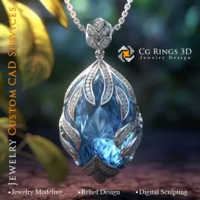 Pendant with Aquamarine - 3D CAD Jewelry