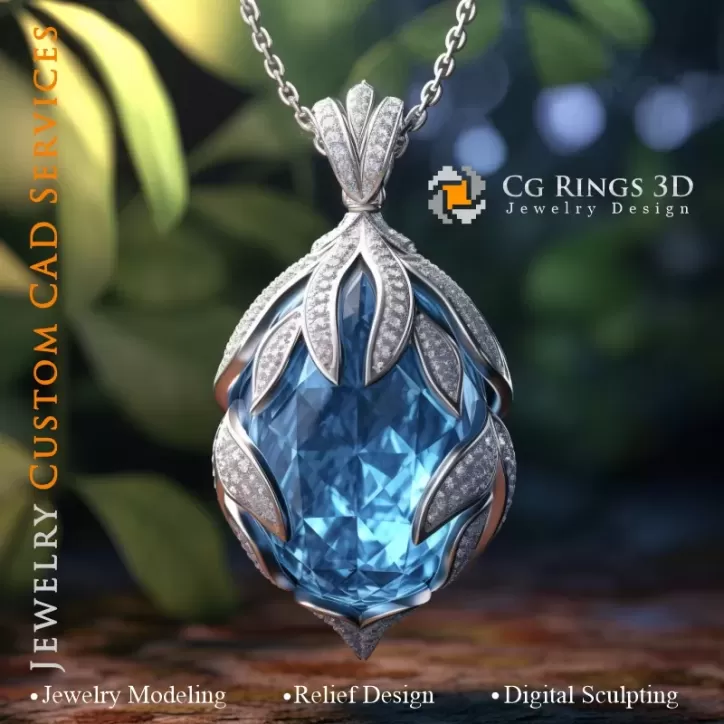 Anhänger mit Aquamarin - 3D CAD Schmuck