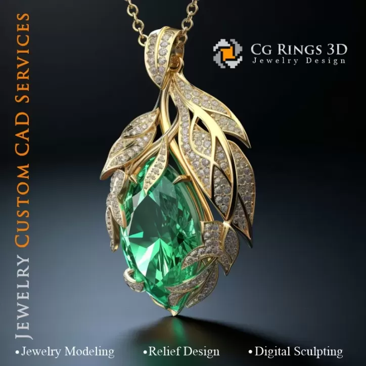 Pendant with Emerald - 3D CAD Jewelry