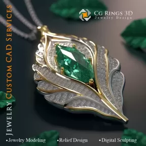 Pendant with Emerald - 3D CAD Jewelry