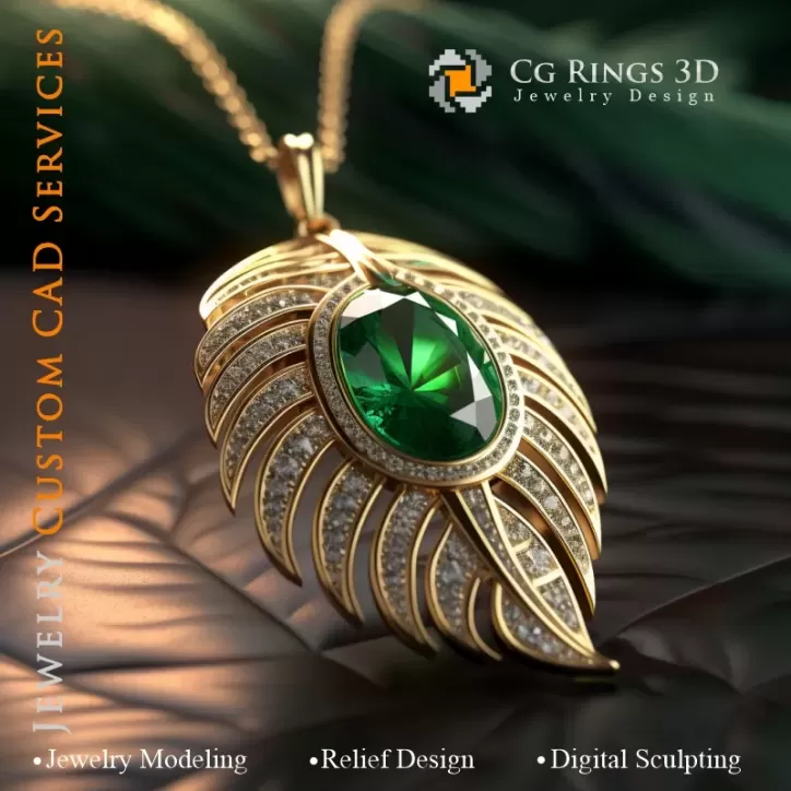Colgante con Esmeralda - Joyería 3D CAD Colgante con Esmeralda - Joyería 3D CAD