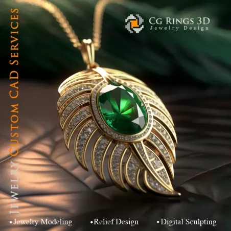 Pendant with Emerald - 3D CAD Jewelry