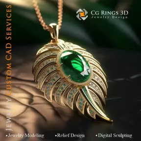 Pendant with Emerald - 3D CAD Jewelry