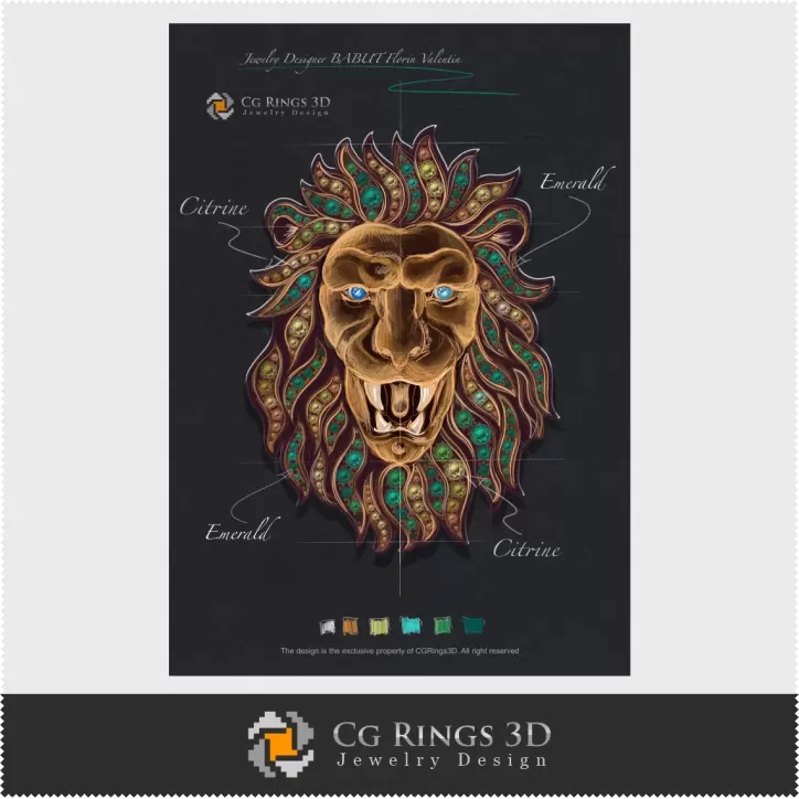 Design di Gioielli (Digitale) - Design Pendente Leone Design di Gioielli (Digitale) - Design Pendente Leone