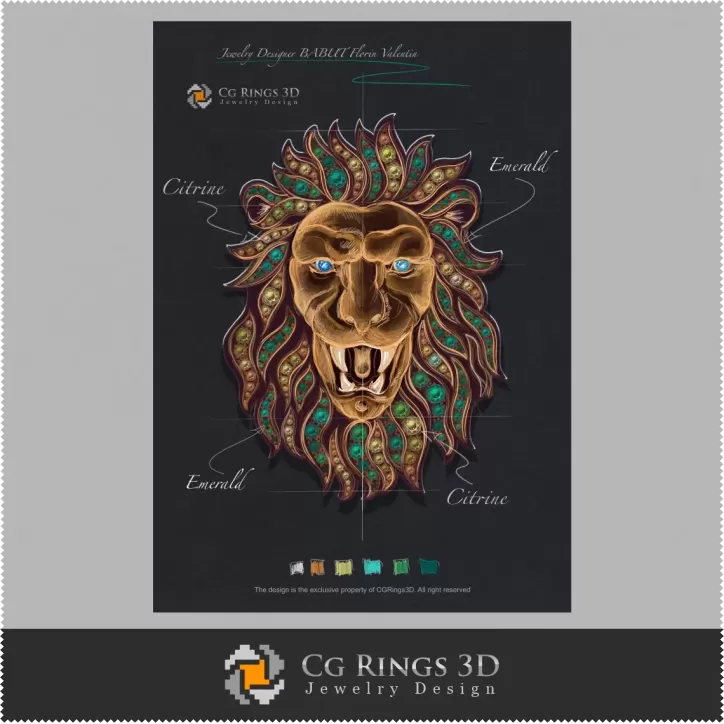 Design di Gioielli (Digitale) - Design Pendente Leone Design di Gioielli (Digitale) - Design Pendente Leone