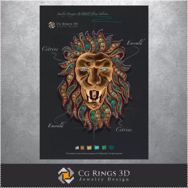 Diseño de joyería (Digital) - Diseño de colgante de león Diseño de joyería (Digital) - Diseño de colgante de león