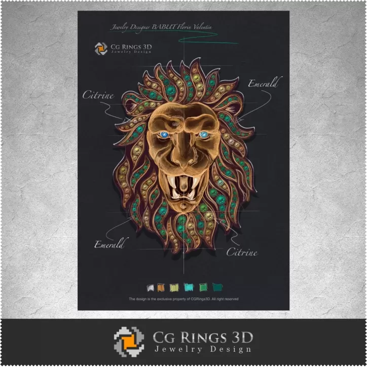 Design di Gioielli (Digitale) - Design Pendente Leone Design di Gioielli (Digitale) - Design Pendente Leone