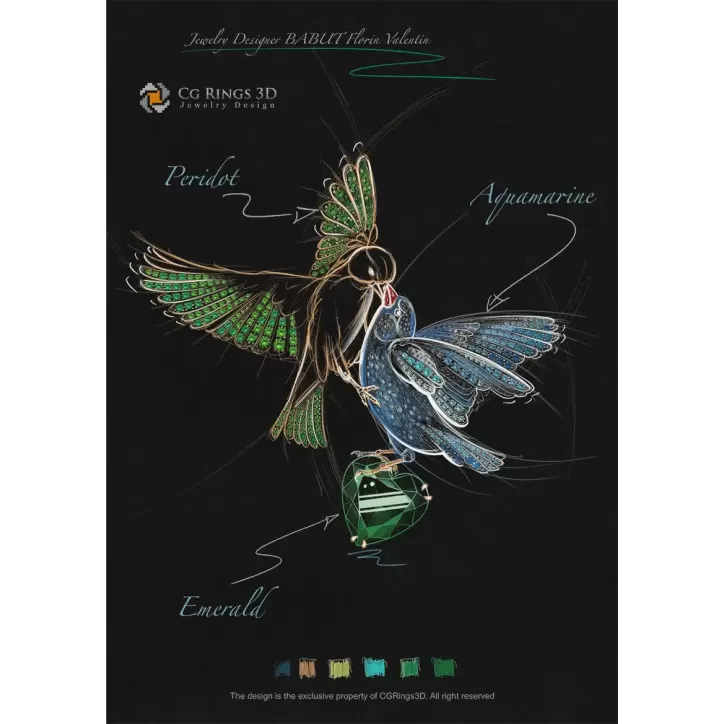 Schmuckdesign (Digital) - Vogel-Anhänger-Skizze
