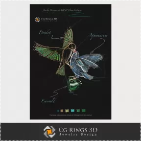 Diseño de Joyería (Digital) - Boceto Colgante de Pájaros