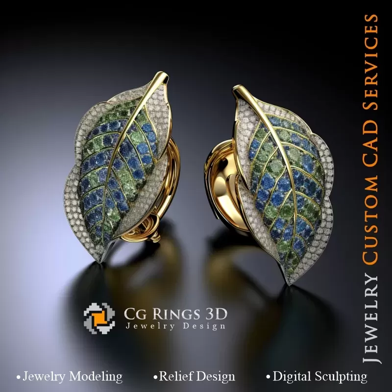 Gemelos Hoja - Joyería 3D CAD
