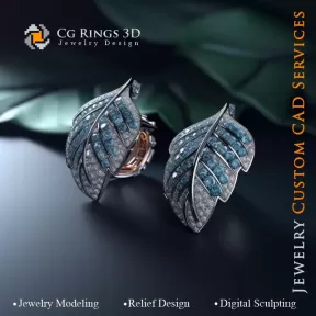 Cufflinks Leaf - Jewelry 3D CAD