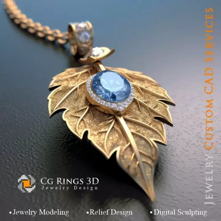 Pendant with Aquamarine - 3D CAD Jewelry