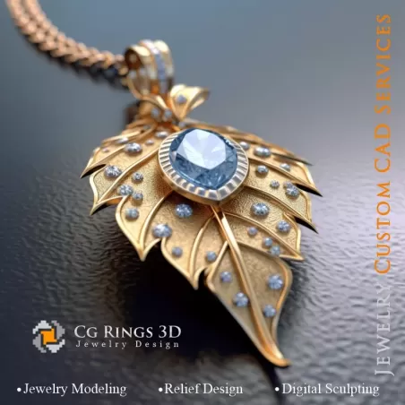 Pendant with Aquamarine - 3D CAD Jewelry