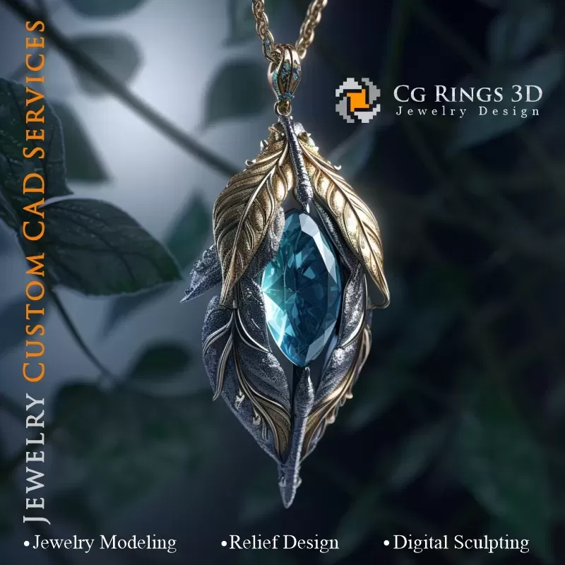 Aquamarin-Anhänger - 3D-CAD Schmuck Aquamarin-Anhänger - 3D-CAD Schmuck