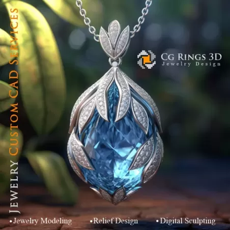 Pendentif Aigue-Marine - Joaillerie 3D CAO