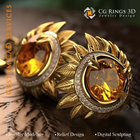 Earrings with Topaz Precious - Jewelry 3D CAD