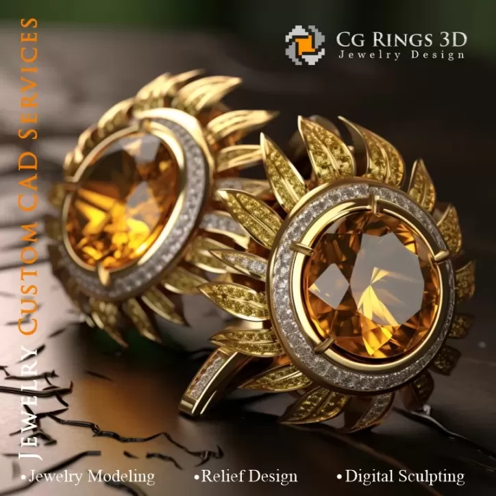 Earrings with Topaz Precious - Jewelry 3D CAD