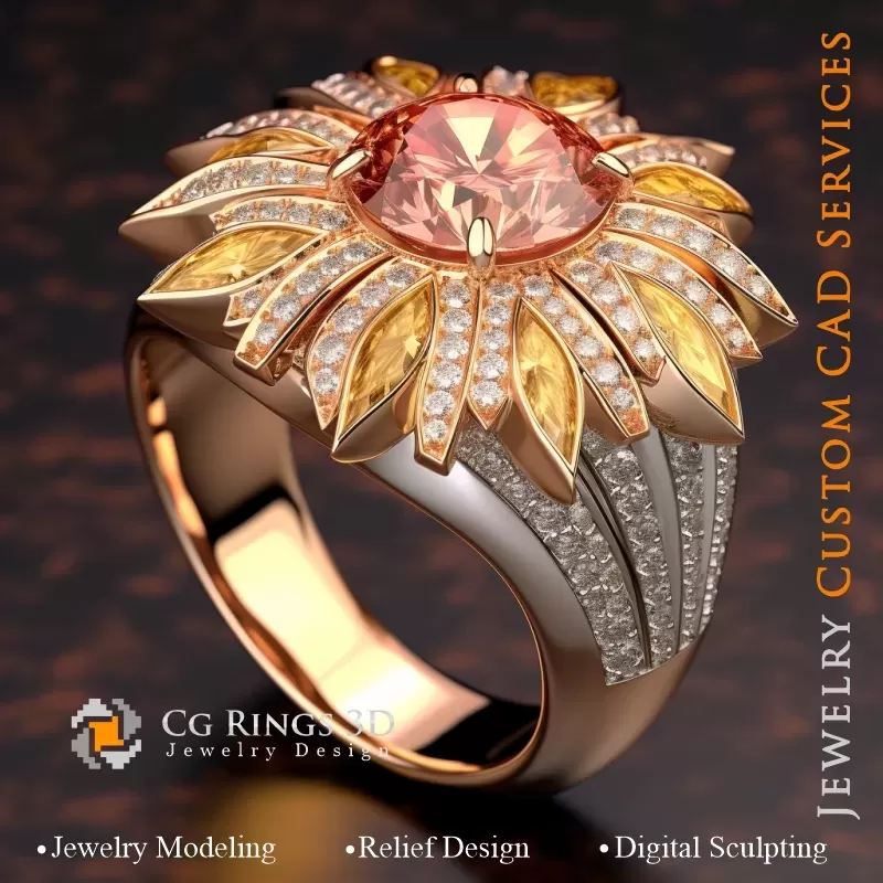 Anillo de palma - CAD 3D de joyería