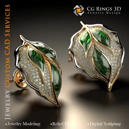 Cufflinks Leaf - Jewelry 3D CAD