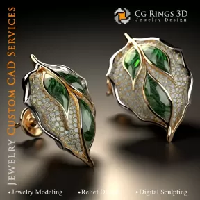 Cufflinks Leaf - Jewelry 3D CAD