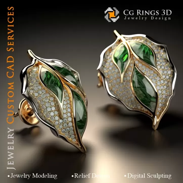 Cufflinks Leaf - Jewelry 3D CAD Cufflinks Leaf - Jewelry 3D CAD