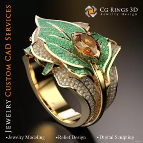 Ring with Citrine - 3D CAD Jewelry