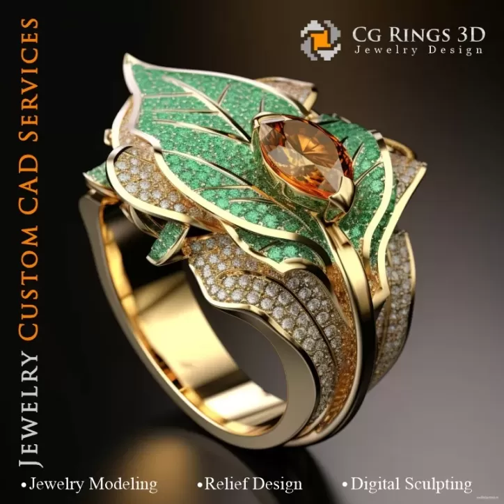 Ring mit Citrin - 3D-CAO-Schmuck