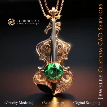 Violin Pendant - Jewelry 3D CAD