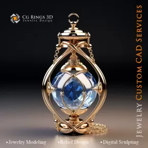 沙漏吊坠 - 珠宝3D CAD