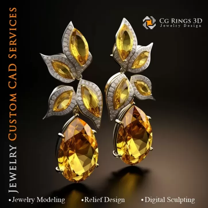 Ohrringe Blatt - Schmuck 3D CAD