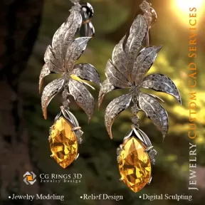 Ohrringe Blatt - Schmuck 3D CAD