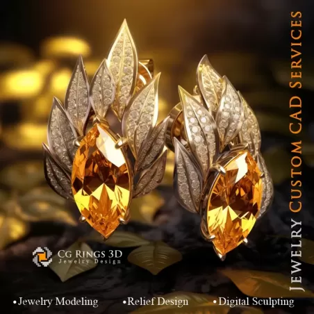 Ohrringe Blatt - Schmuck 3D CAD