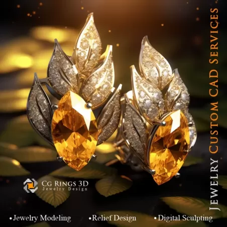 Ohrringe Blatt - Schmuck 3D CAD