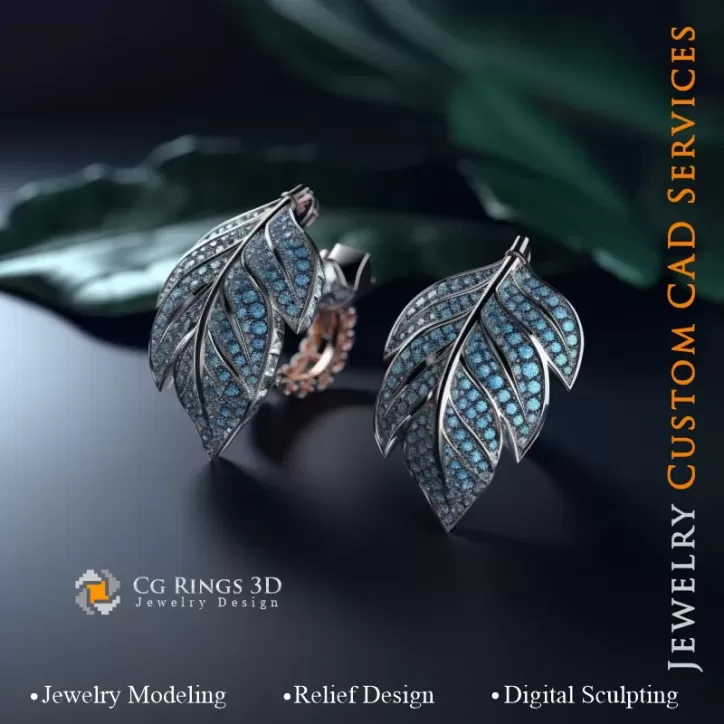 Ohrringe Blatt - Schmuck 3D CAD Ohrringe Blatt - Schmuck 3D CAD