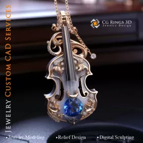 Violin Pendant - Jewelry 3D CAD