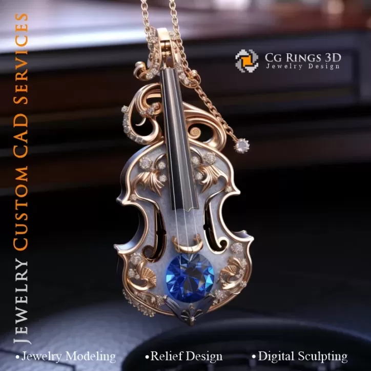 Geigen-Anhänger - Schmuck 3D CAD Geigen-Anhänger - Schmuck 3D CAD