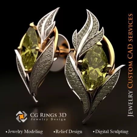 Earrings Leaf - Jewelry 3D CAD