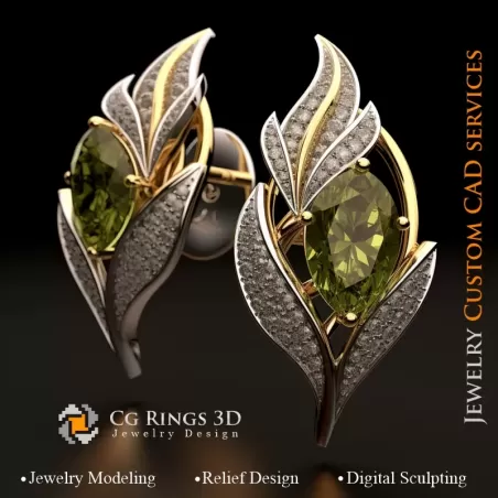 Earrings Leaf - Jewelry 3D CAD