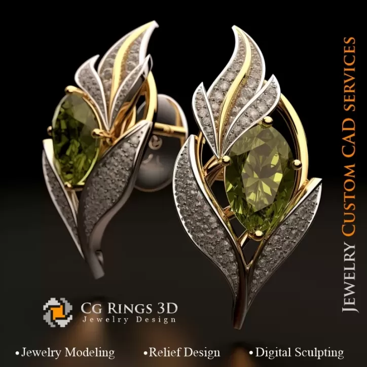 Ohrringe Blatt - Schmuck 3D CAD