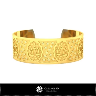 3D Women's Libra Zodiac Bracelet Home, Bijuterii 3D , Bratari 3D CAD, Bratari 3D, BratarI Manseta 3D, Bratari cu Zodii 3D