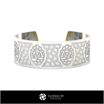 Bracciale 3D Donna Tema Bilancia, Gioielli CAD 3D, Bracciali CAD 3D, Bracciali 3D, Bracciale Polsino 3D, Bracciali Zodiacali 3D