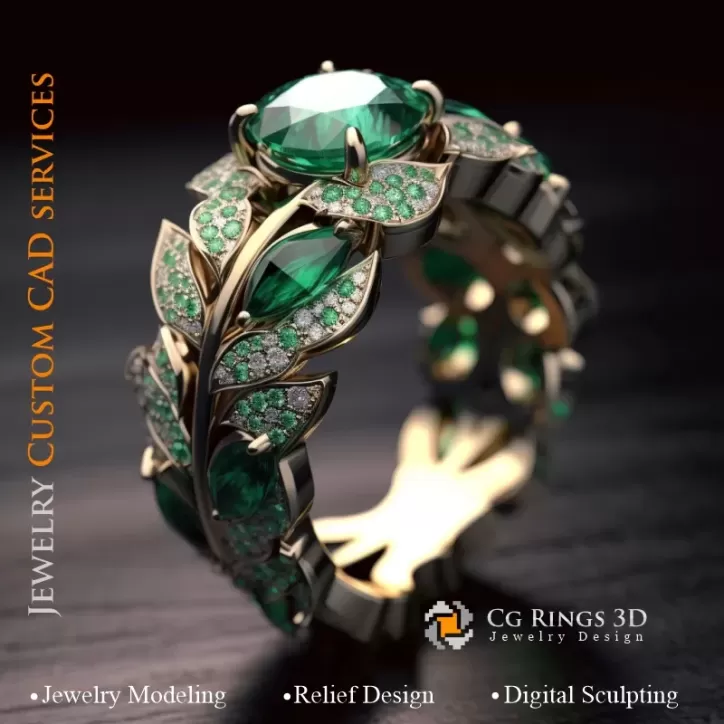 Anello con Smeraldo e Diamanti - CAD Gioielleria 3D Anello con Smeraldo e Diamanti - CAD Gioielleria 3D