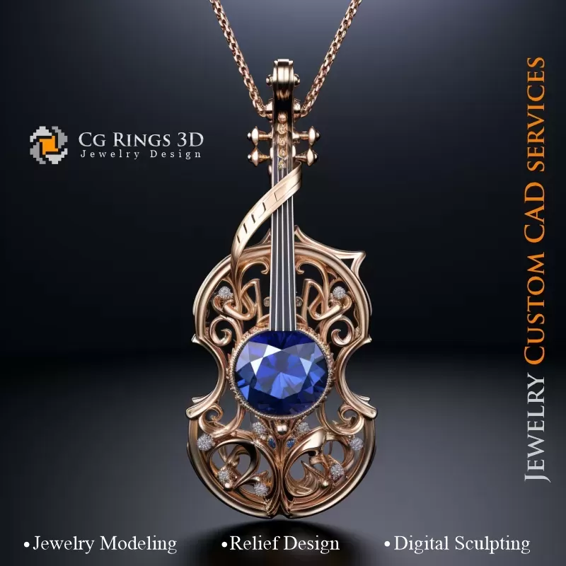 Violin-Anhänger - Schmuck 3D CAD