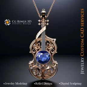 小提琴吊坠 - 珠宝 3D CAD