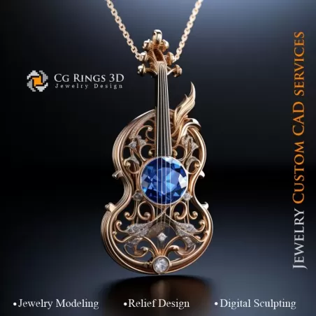 Colgante Violín - CAD 3D de Joyería