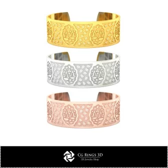 Bracciale 3D Donna Tema Bilancia, Gioielli CAD 3D, Bracciali CAD 3D, Bracciali 3D, Bracciale Polsino 3D, Bracciali Zodiacali 3D