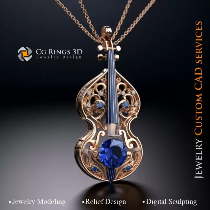 Geigenanhänger - Schmuck 3D CAD Geigenanhänger - Schmuck 3D CAD
