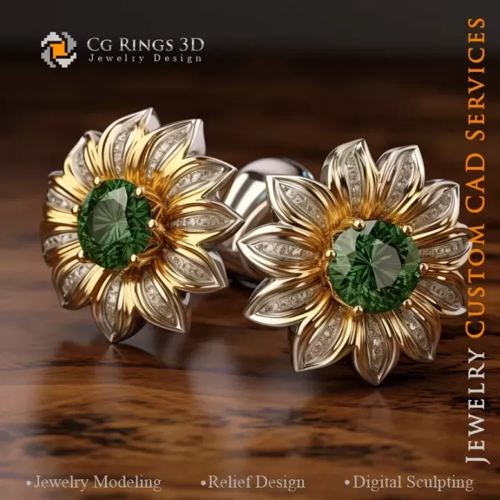 Gemelos Girasol - CAD 3D para Joyería